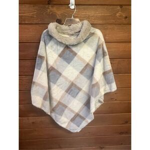 Styline Faux Fur  Poncho  Cream/Gray/ Tan NWT